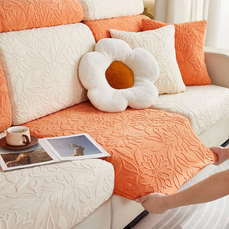 Floral Velvet Stretch Full Wrap Sofa Protector Couch Cover - Image 4