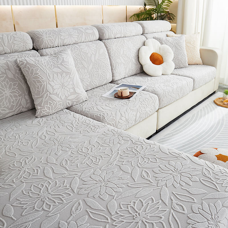 Floral Velvet Stretch Full Wrap Sofa Protector Couch Cover - Image 7