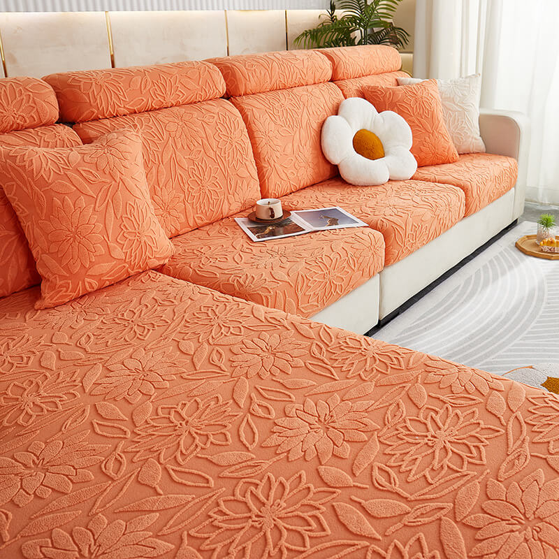 Floral Velvet Stretch Full Wrap Sofa Protector Couch Cover - Image 8
