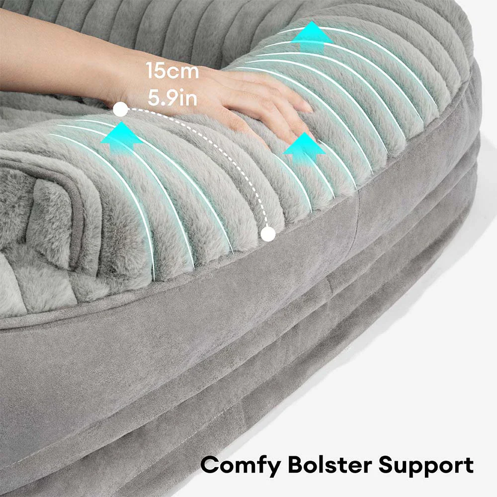 Fluffy Plush Orthopedic Washable Bolster Dog Bed - ComfyPaws - Image 4