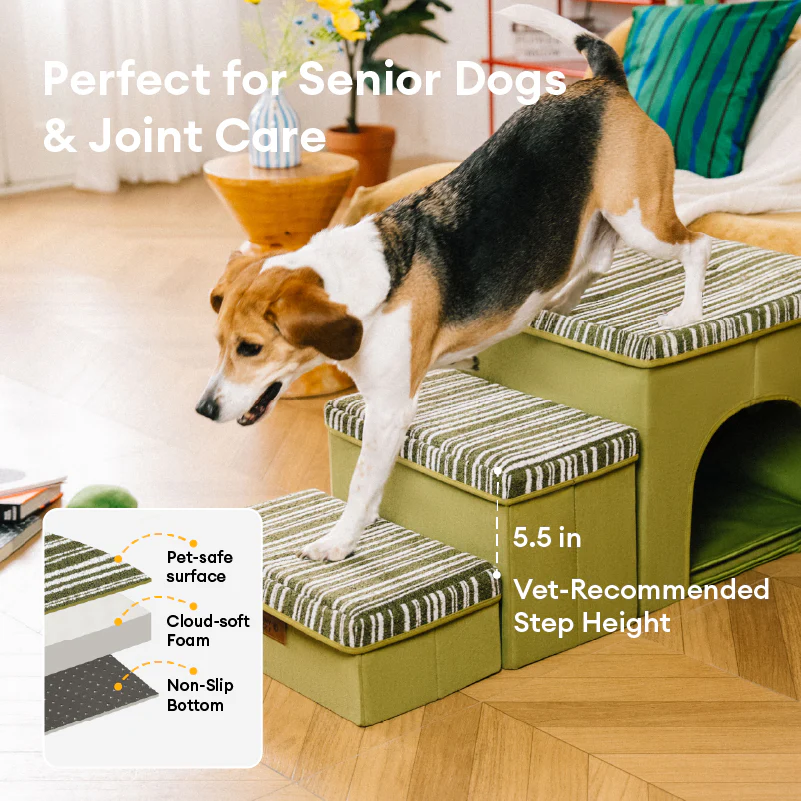 Foldable Dog Stairs with Storage and Condo - Funnyfuzzy SnugNest - Image 3