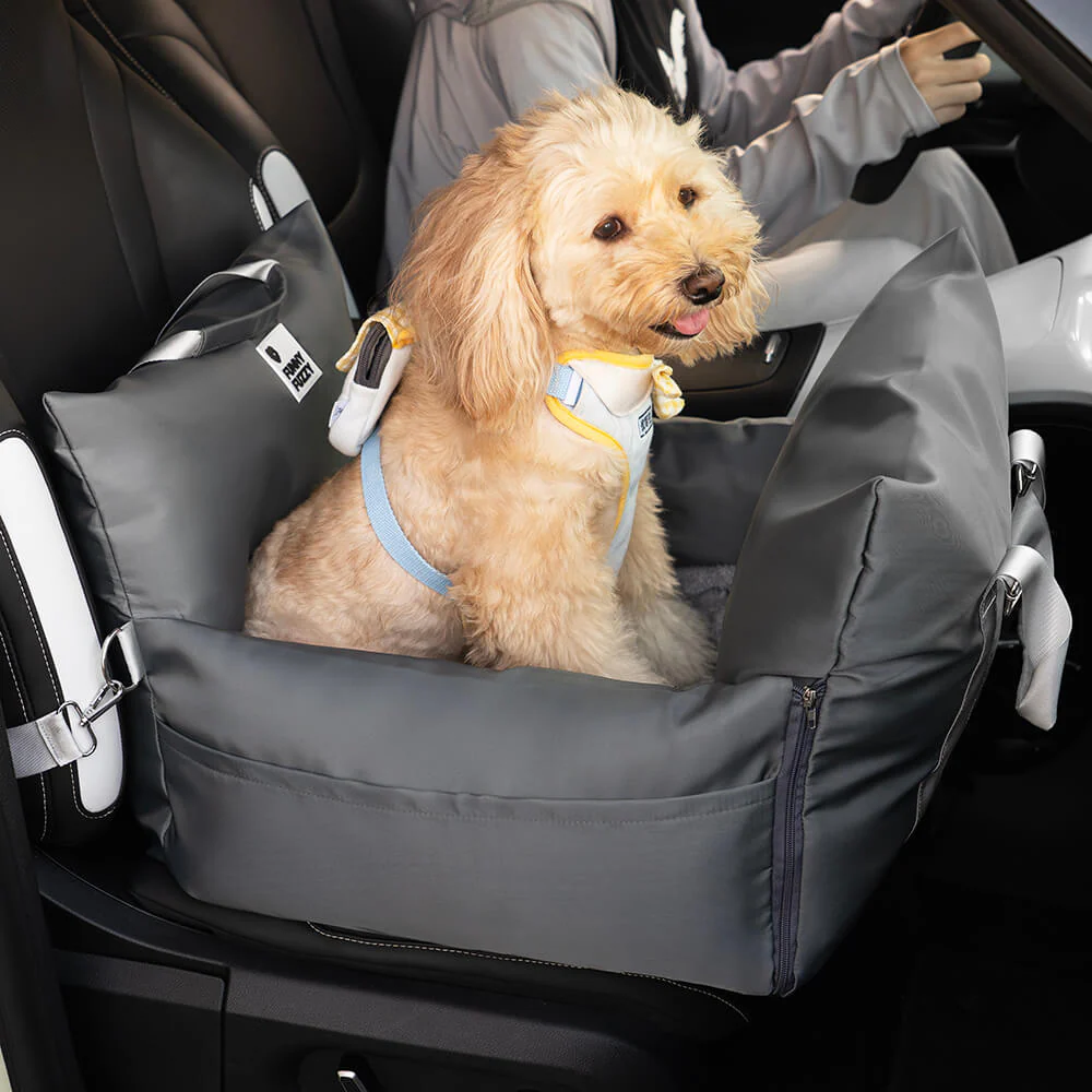 Full Leather Dog Pet Car Seat Bed - Fort - Image 18