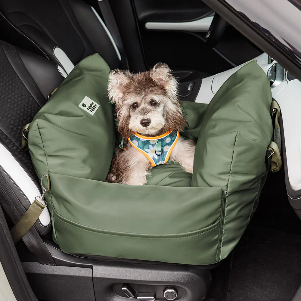 Full Leather Dog Pet Car Seat Bed - Fort - Image 21