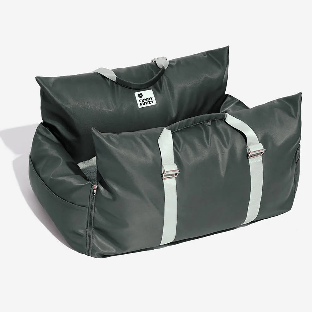 Full Leather Dog Pet Car Seat Bed - Fort - Image 26