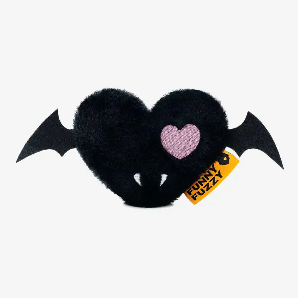 FUNNYFUZZY Halloween Plush Squeaky Dog Toy - Bat Heart - Image 2