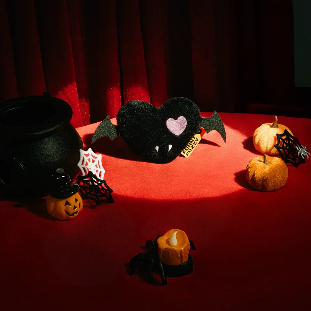 FUNNYFUZZY Halloween Plush Squeaky Dog Toy - Bat Heart - Image 3