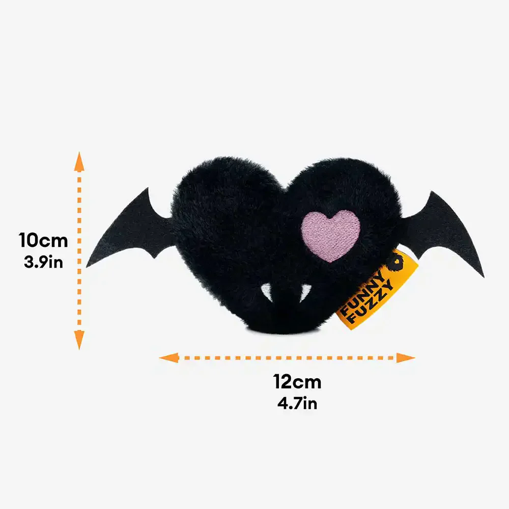 FUNNYFUZZY Halloween Plush Squeaky Dog Toy - Bat Heart - Image 6