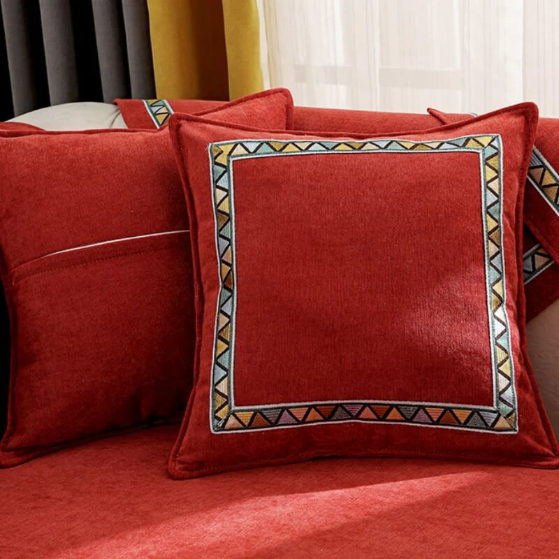 Geometric Decor Solid Colour Chenille Non-Slip Comfort Couch Cover - Image 7