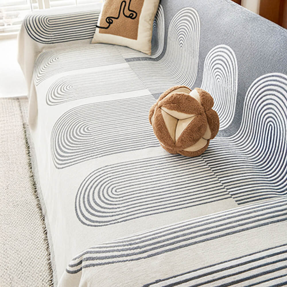Geometric Pattern Reversible Chenille Throw Couch Cover - Image 11