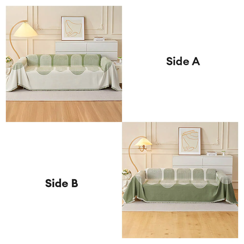 Geometric Pattern Reversible Chenille Throw Couch Cover - Image 13