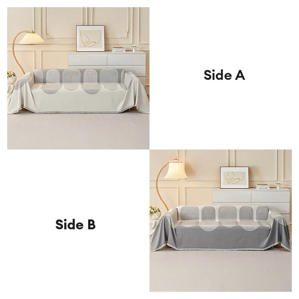 Geometric Pattern Reversible Chenille Throw Couch Cover - Image 14