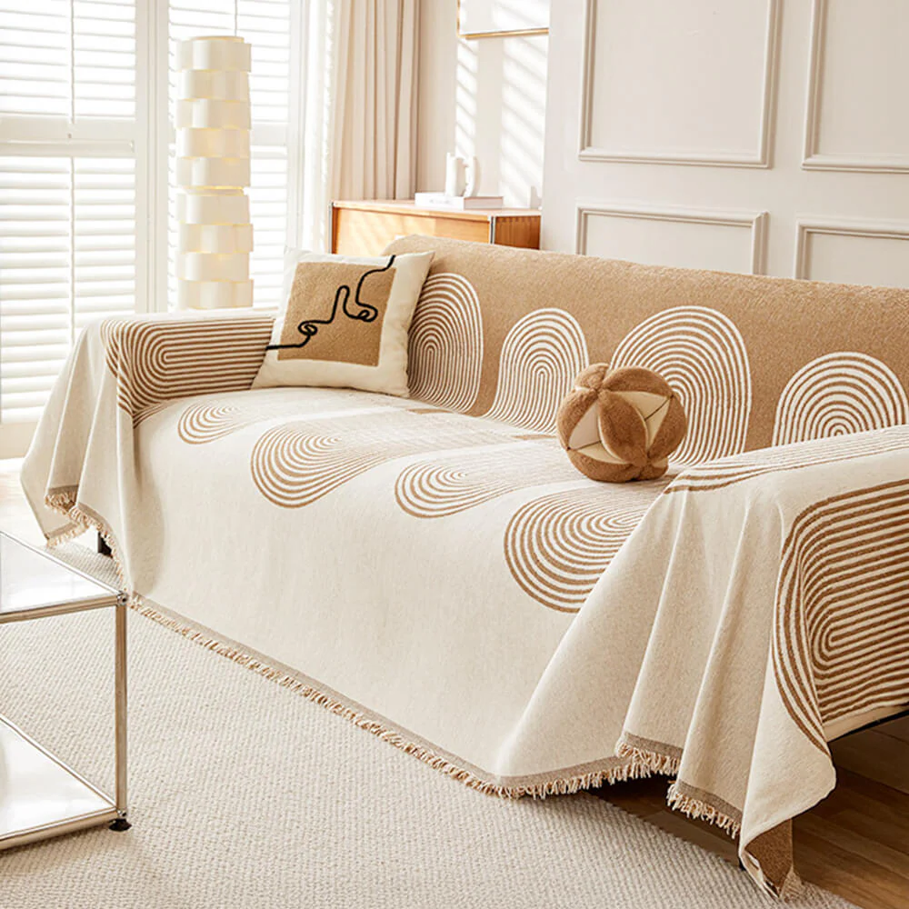 Geometric Pattern Reversible Chenille Throw Couch Cover - Image 7