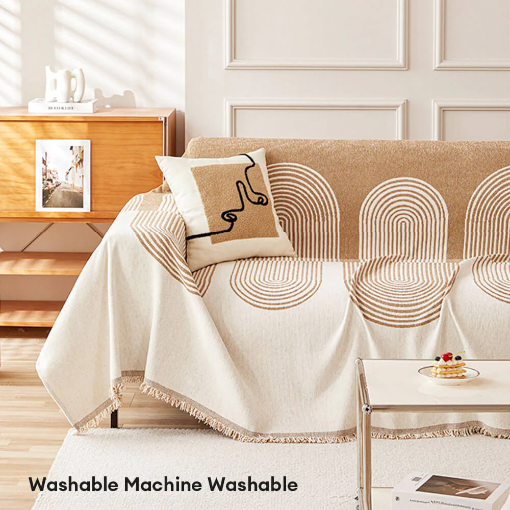 Geometric Pattern Reversible Chenille Throw Couch Cover - Image 8