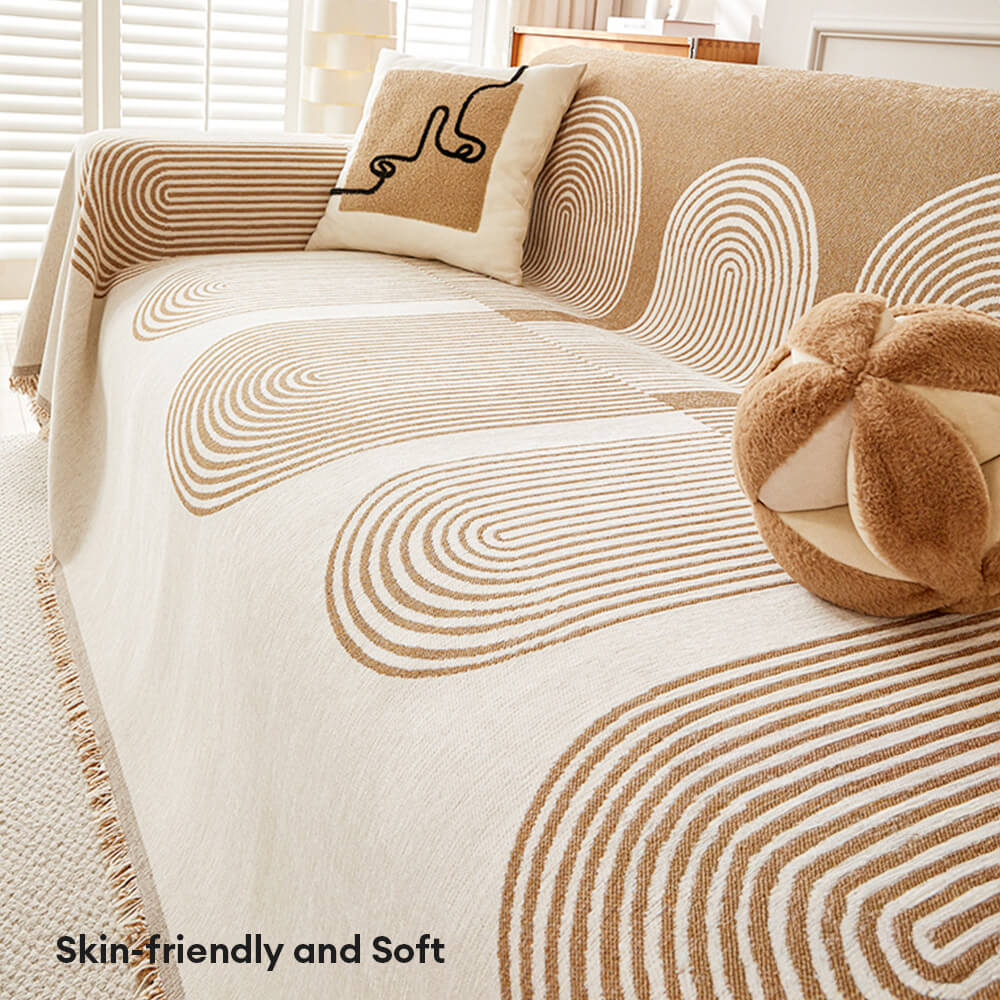 Geometric Pattern Reversible Chenille Throw Couch Cover - Image 9