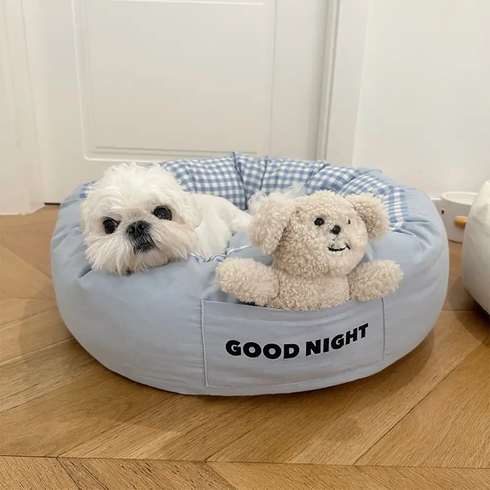 Goodnight Deep Sleep All-around Calming Dog Bed with Bear Toy
