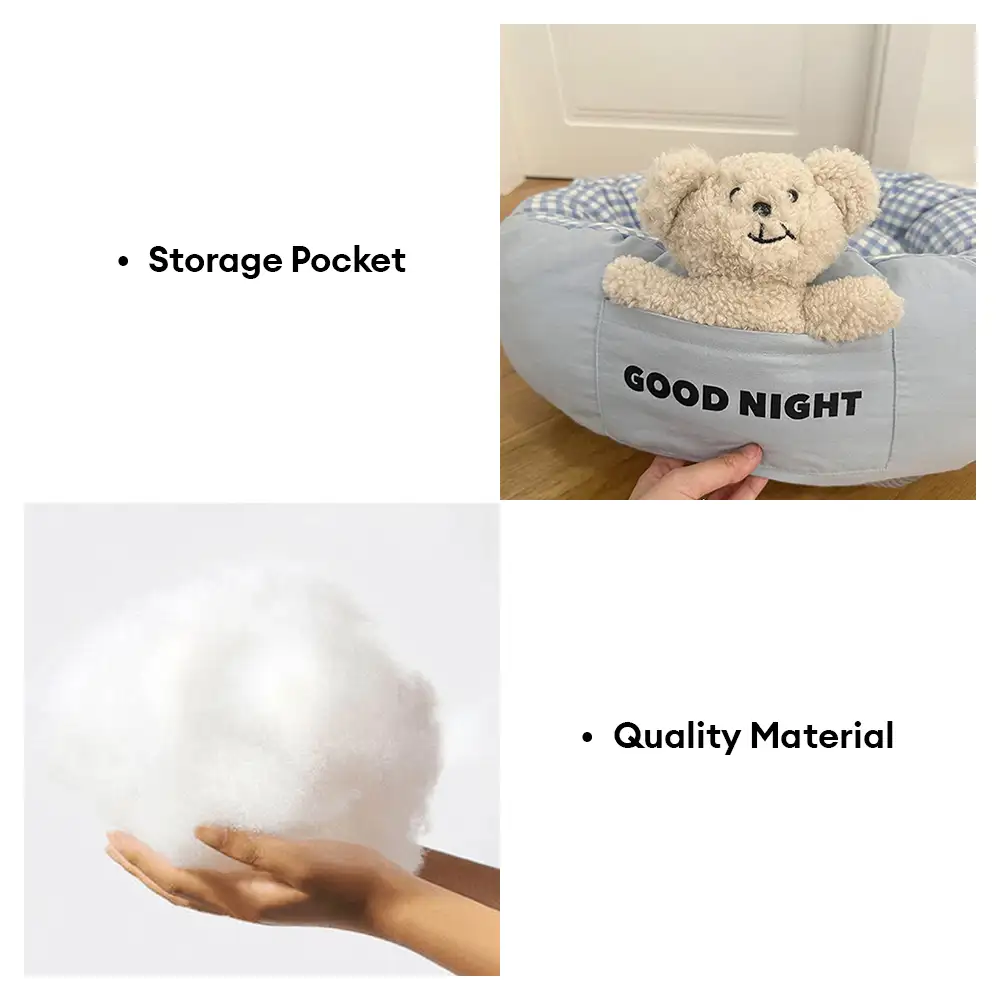 Goodnight Deep Sleep All-around Calming Dog Bed with Bear Toy - Image 6