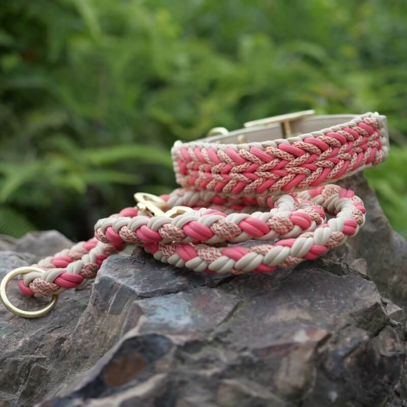 Hand-Woven Leather Multifunctional Anti-Pull Dog Collar and Lead Set - Image 12