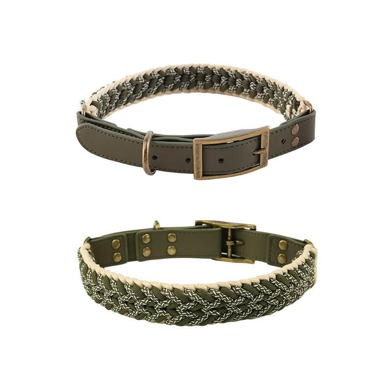 Hand-Woven Leather Multifunctional Anti-Pull Dog Collar and Lead Set - Image 14