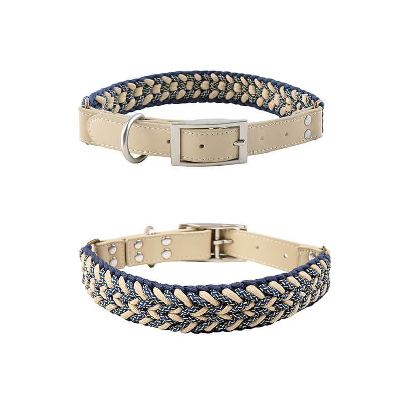 Hand-Woven Leather Multifunctional Anti-Pull Dog Collar and Lead Set - Image 15