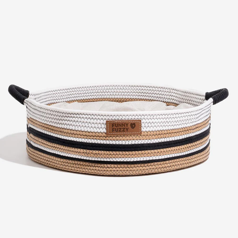 Handcrafted Stripe Calming Cat Bed - Timeless Nest - Image 12