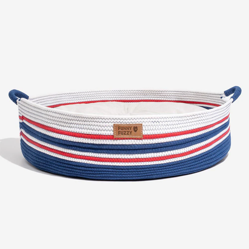 Handcrafted Stripe Calming Cat Bed - Timeless Nest - Image 13