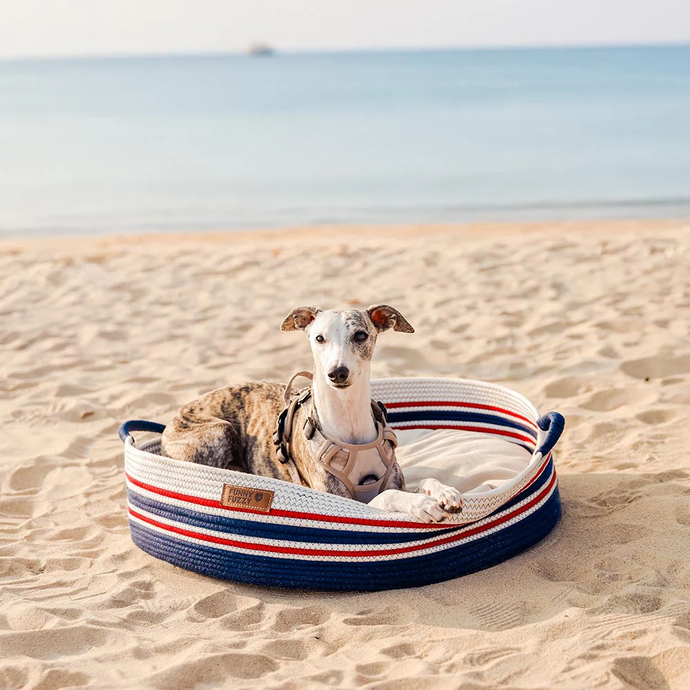 Handcrafted Stripe Calming Pet Bed - Timeless Nest - Image 11