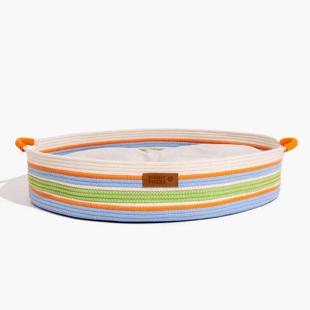 Handcrafted Stripe Calming Pet Bed - Timeless Nest - Image 2