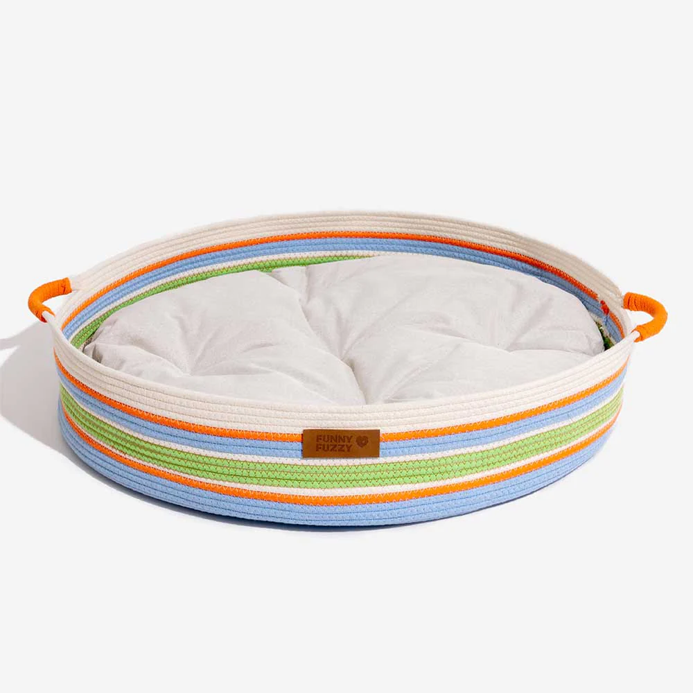 Handcrafted Stripe Calming Pet Bed - Timeless Nest - Image 7