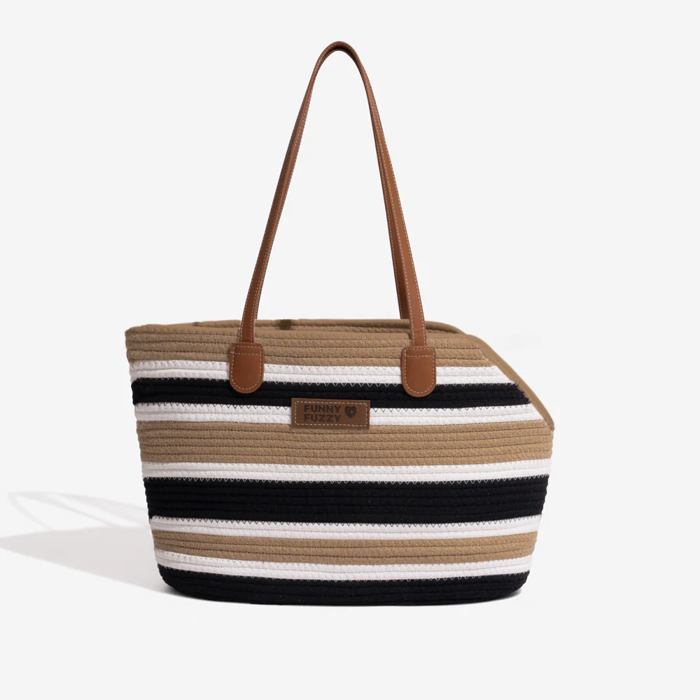 Handmade Lightweight Cotton Woven Beach Bag Pet Carrier- Summer Vacation - Image 9