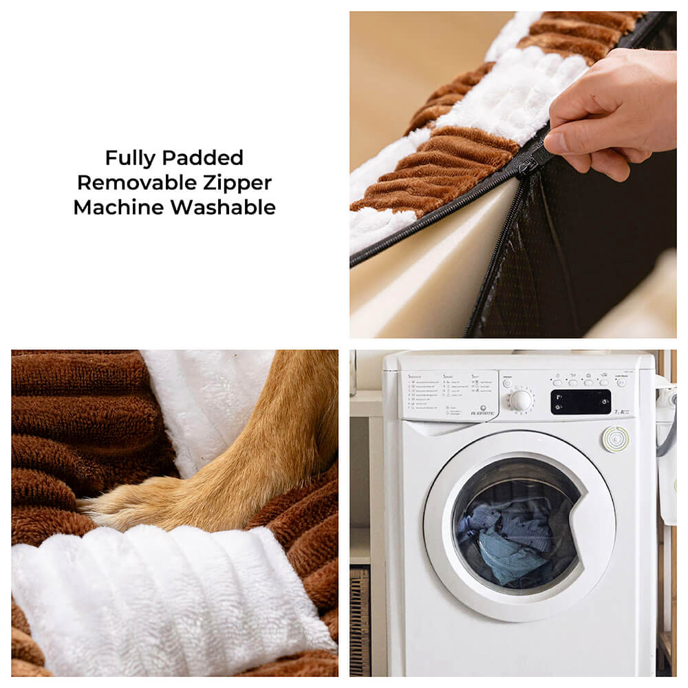 Handmade Plush Chequerboard Orthopaedic Support Dog Bed with Pillow - Image 17