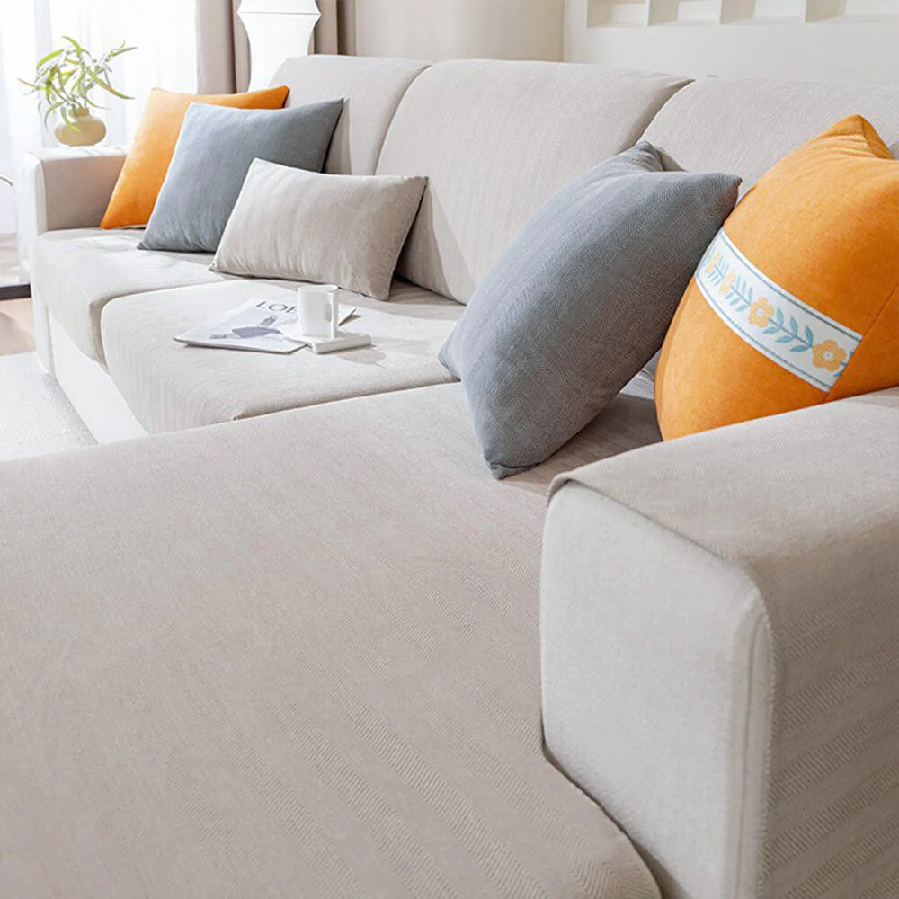 Herringbone Chenille Elastic Full Coverage Anti-Slip Magic Couch Cover - Image 12