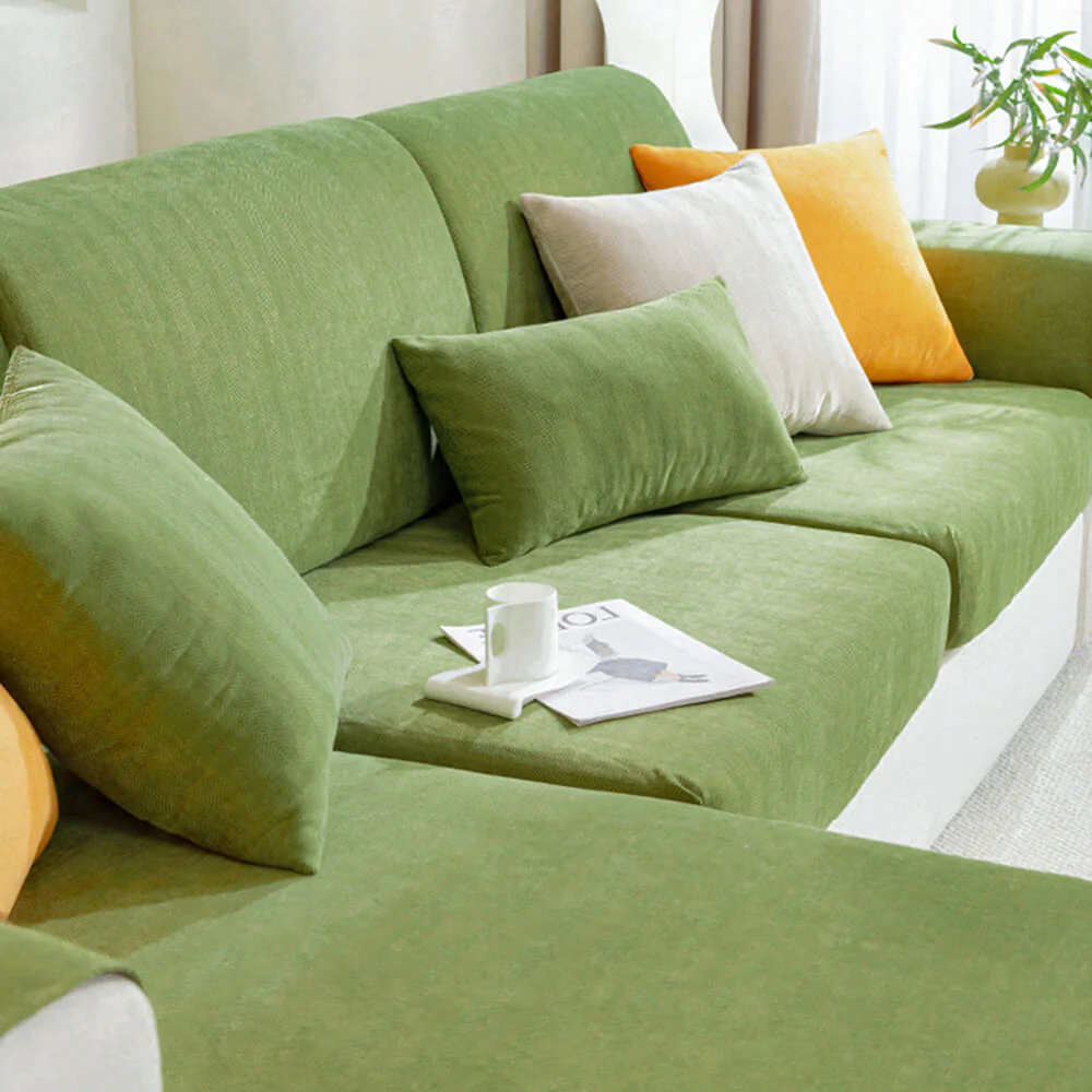 Herringbone Chenille Elastic Full Coverage Anti-Slip Magic Couch Cover - Image 9