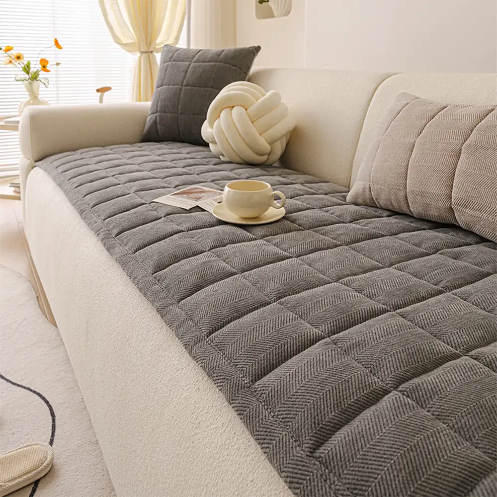 Herringbone Chenille Elegant Breathable Sofa Decoration Non-slip Couch Cover - Image 16