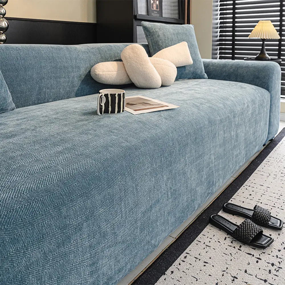Herringbone Full Coverage Comfortable Scratch-Resistant Sofa Protection Magic Couch Cover - Image 3