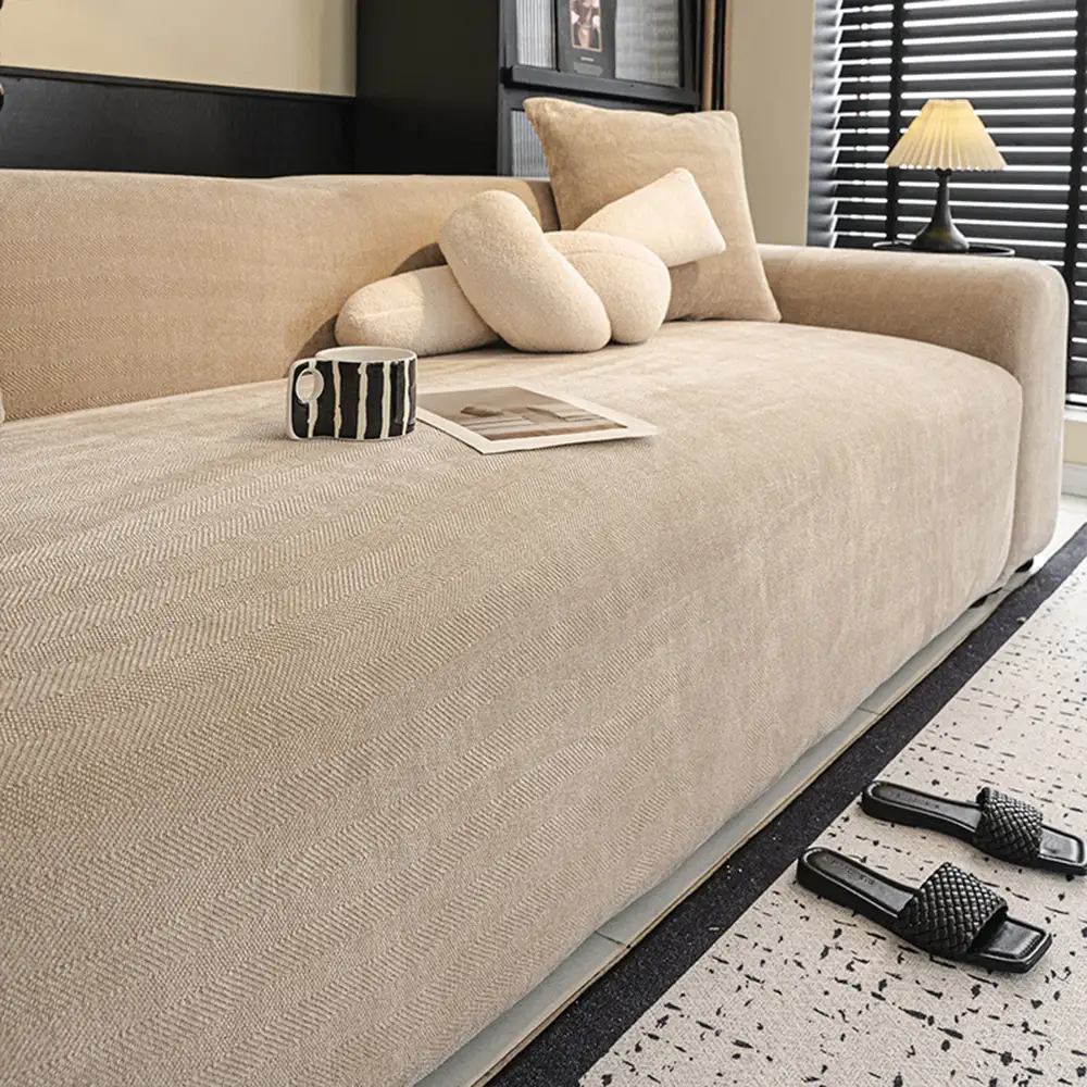 Herringbone Full Coverage Comfortable Scratch-Resistant Sofa Protection Magic Couch Cover - Image 5
