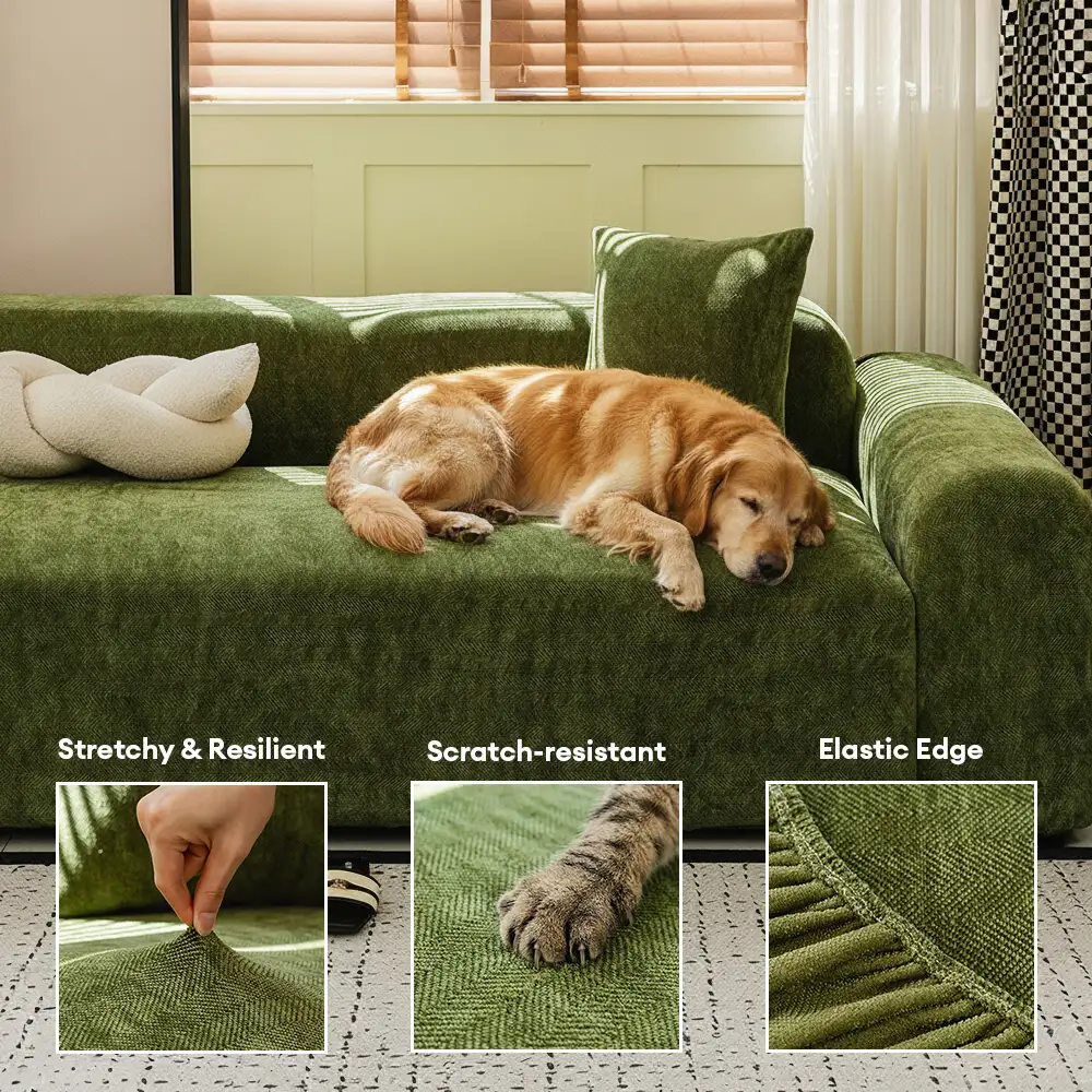 Herringbone Full Coverage Comfortable Scratch-Resistant Sofa Protection Magic Couch Cover - Image 6