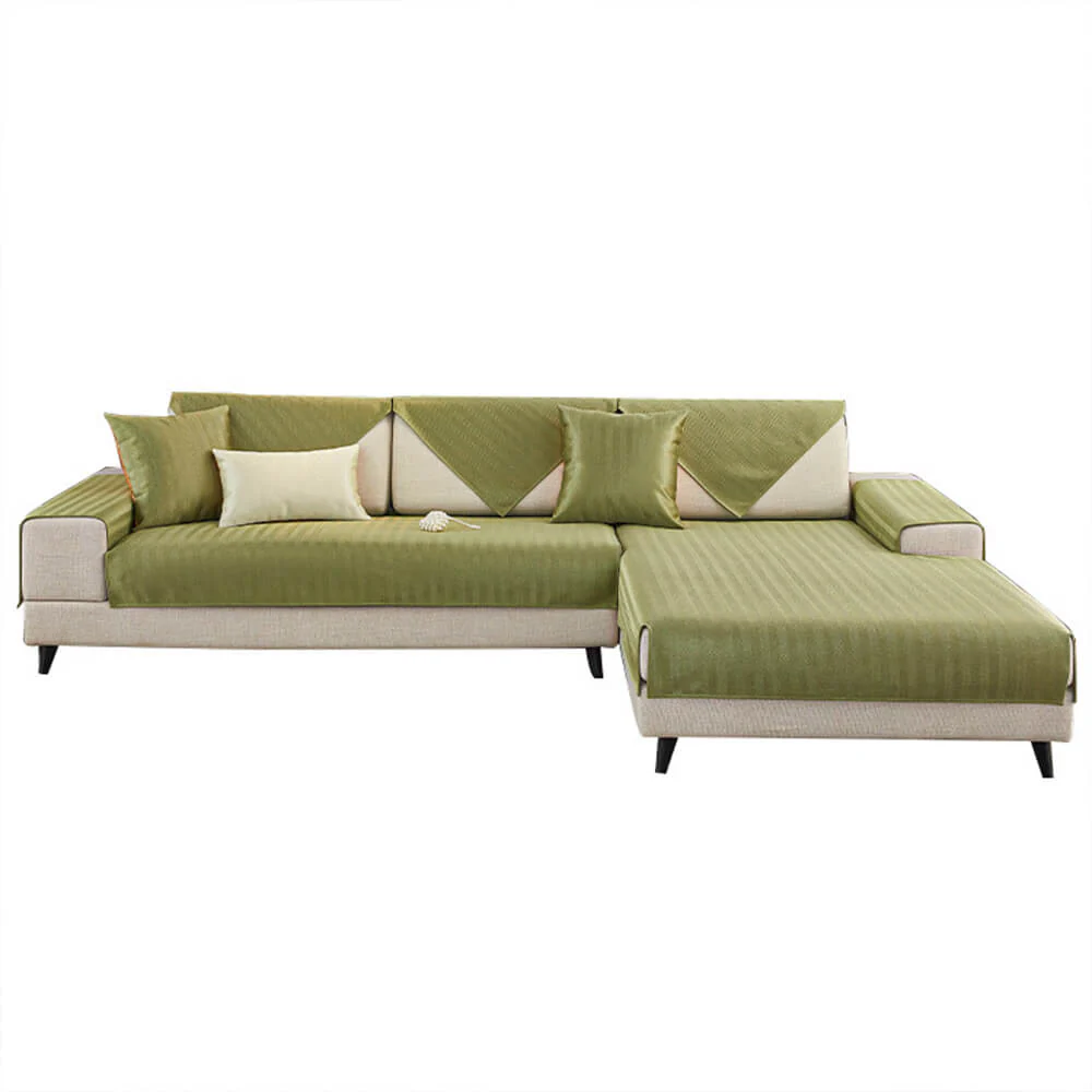 Herringbone Ice Silk Cooling Breathable Sofa Protector Non-slip Couch Cover - Image 11