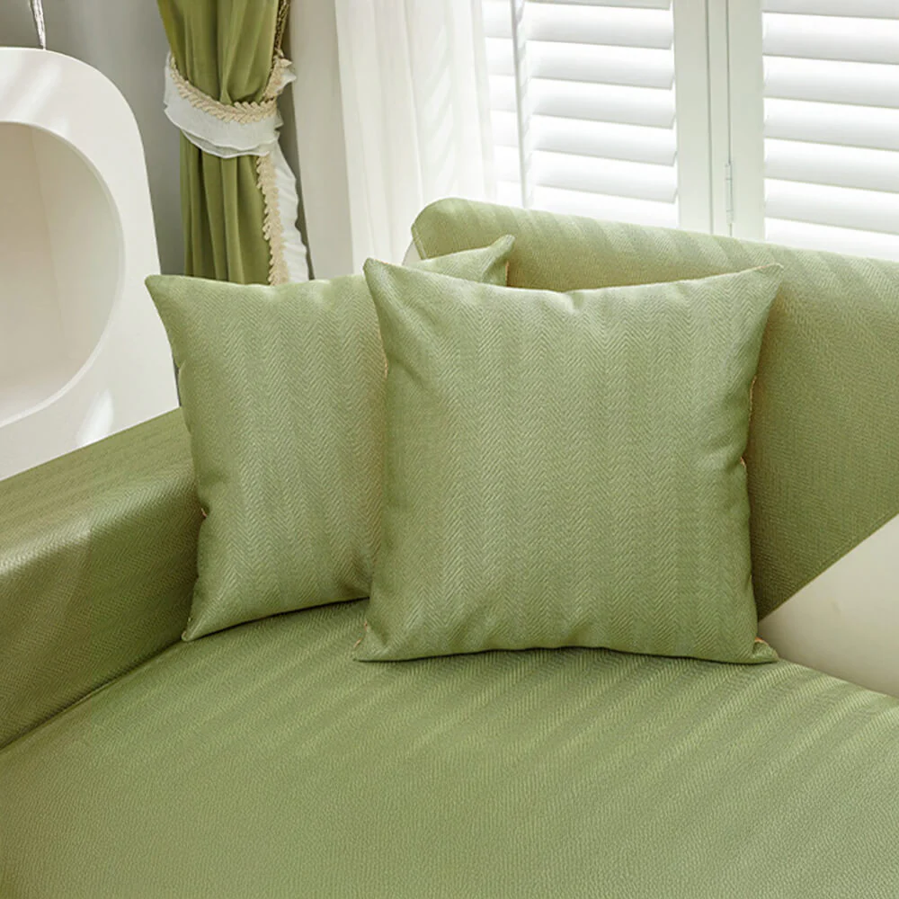 Herringbone Ice Silk Cooling Breathable Sofa Protector Non-slip Couch Cover - Image 8