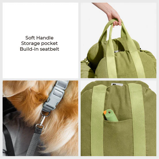 Herringbone Travel Bolster Safety Puppy Dog Car Seat Bed - Image 6