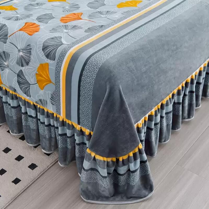 Homely Floral Milk Velvet Comfortable Bed Sheet Set With Bed Skirt - Image 7