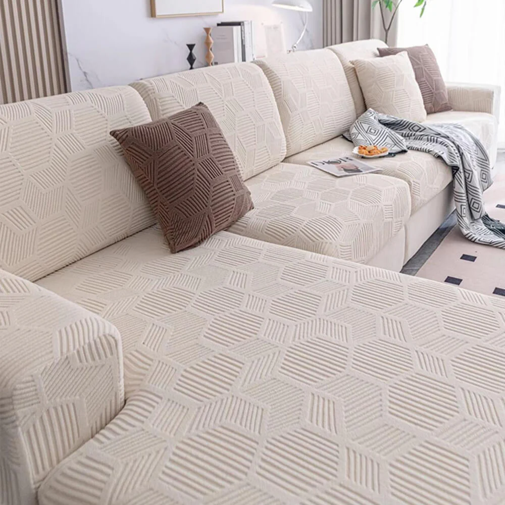 Honeycomb Pattern Water-resistant Stretch Full-Cover Magic Couch Cover - Image 2