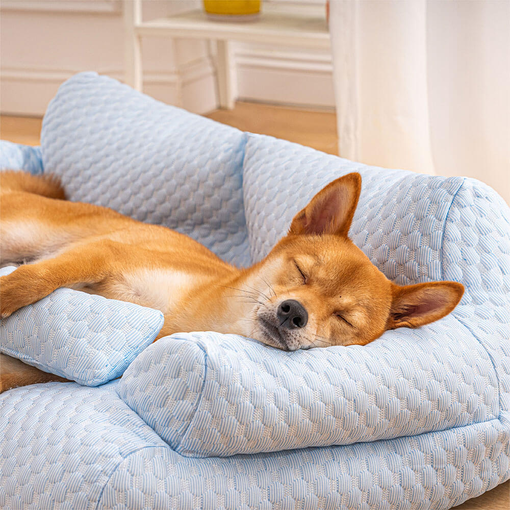 Ice Silk Cooling Pet Bed Breathable Washable Dog Sofa Bed - Image 3