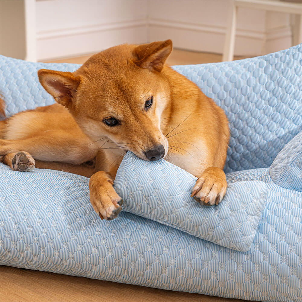 Ice Silk Cooling Pet Bed Breathable Washable Dog Sofa Bed - Image 4