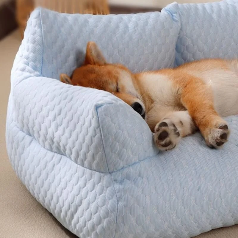 Ice Silk Cooling Pet Bed Breathable Washable Dog Sofa Bed - Image 9