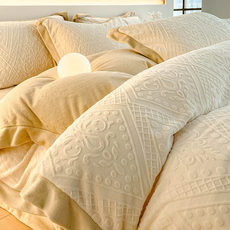 Jacquard Light Luxury Double-Sided Velvet Skin-Friendly Warm Bed Sheet Set - Image 11
