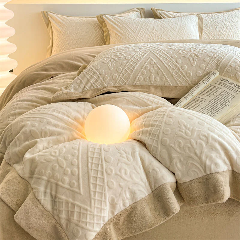 Jacquard Light Luxury Double-Sided Velvet Skin-Friendly Warm Bed Sheet Set - Image 2