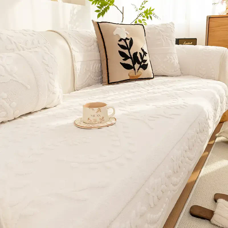 Jacquard Plush Comfortable Scratch-Resistant Non-Slip Couch Cover - Image 4