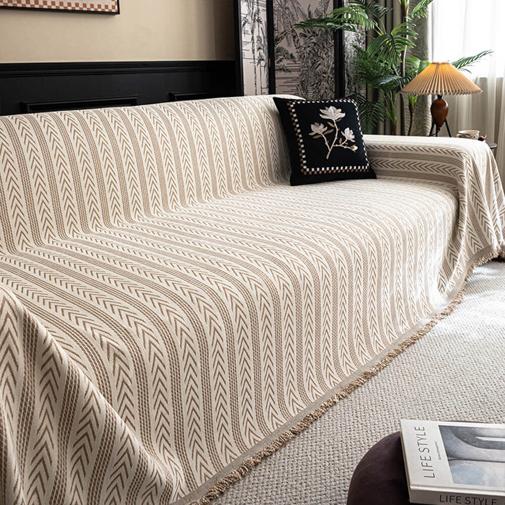 Jacquard Tassel Chenille Couch Cover - Image 3