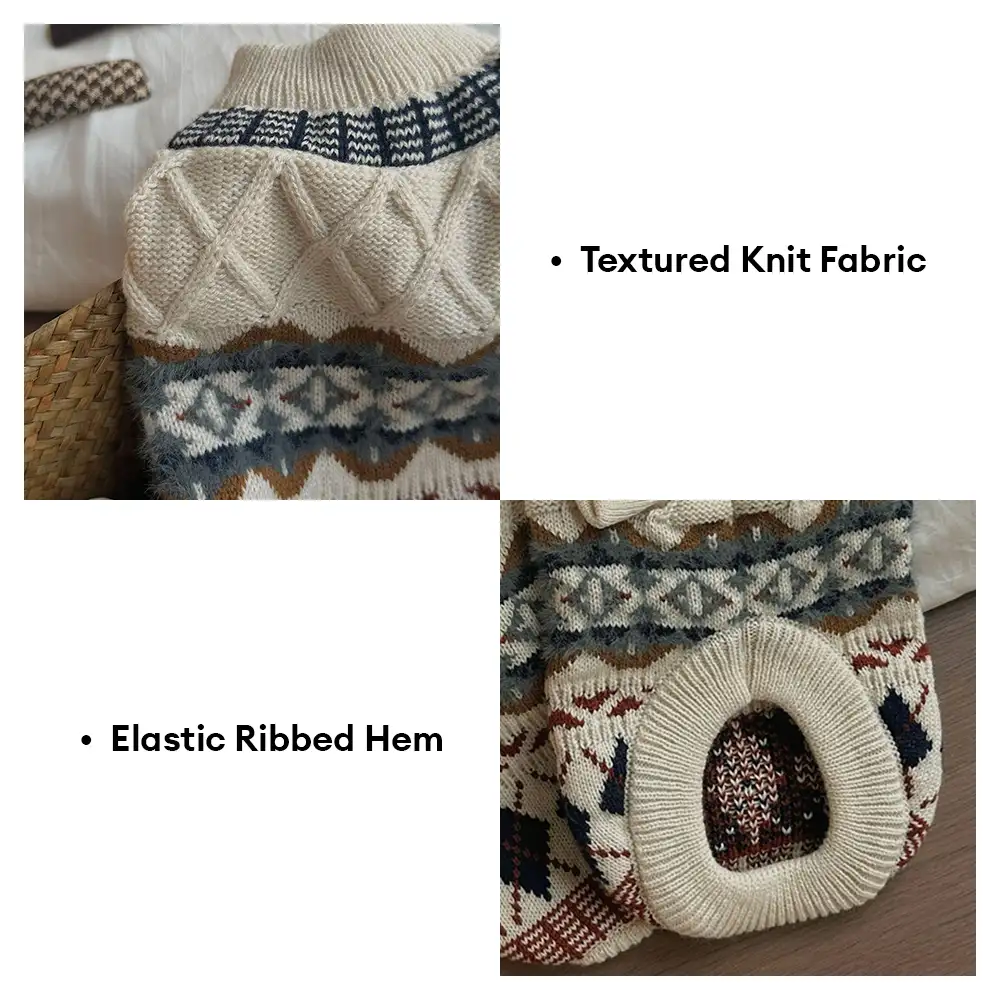 Knitted Fair Isle Diamond Dog Jumper - Image 7