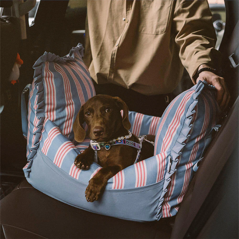 Lace Stripe Travel Safety Waterproof Dog Car Seat Booster - Image 3